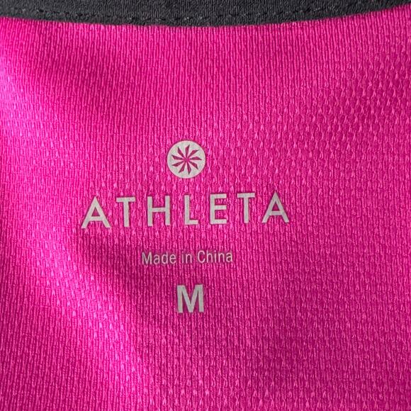 Athleta Medium BIrdie Polo Top V-Neck Stretch Ruched Sides Short Sleeves Pink - Picture 8 of 10